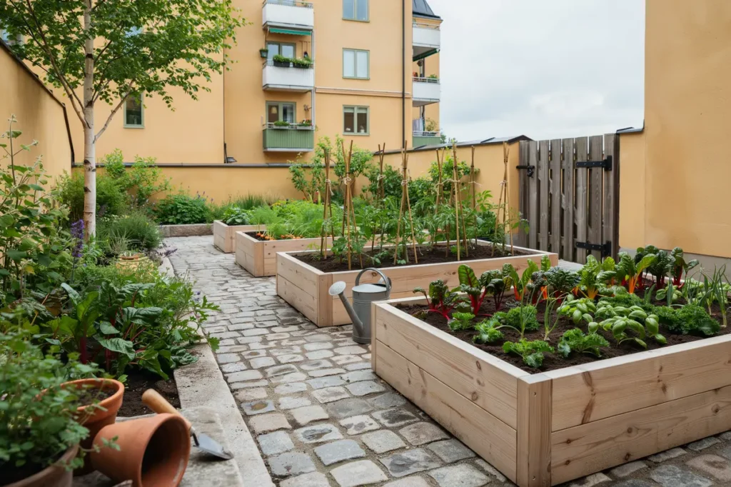 uppbyggnad av k kstr dg rd med odlingsl dor i majorna g teborg